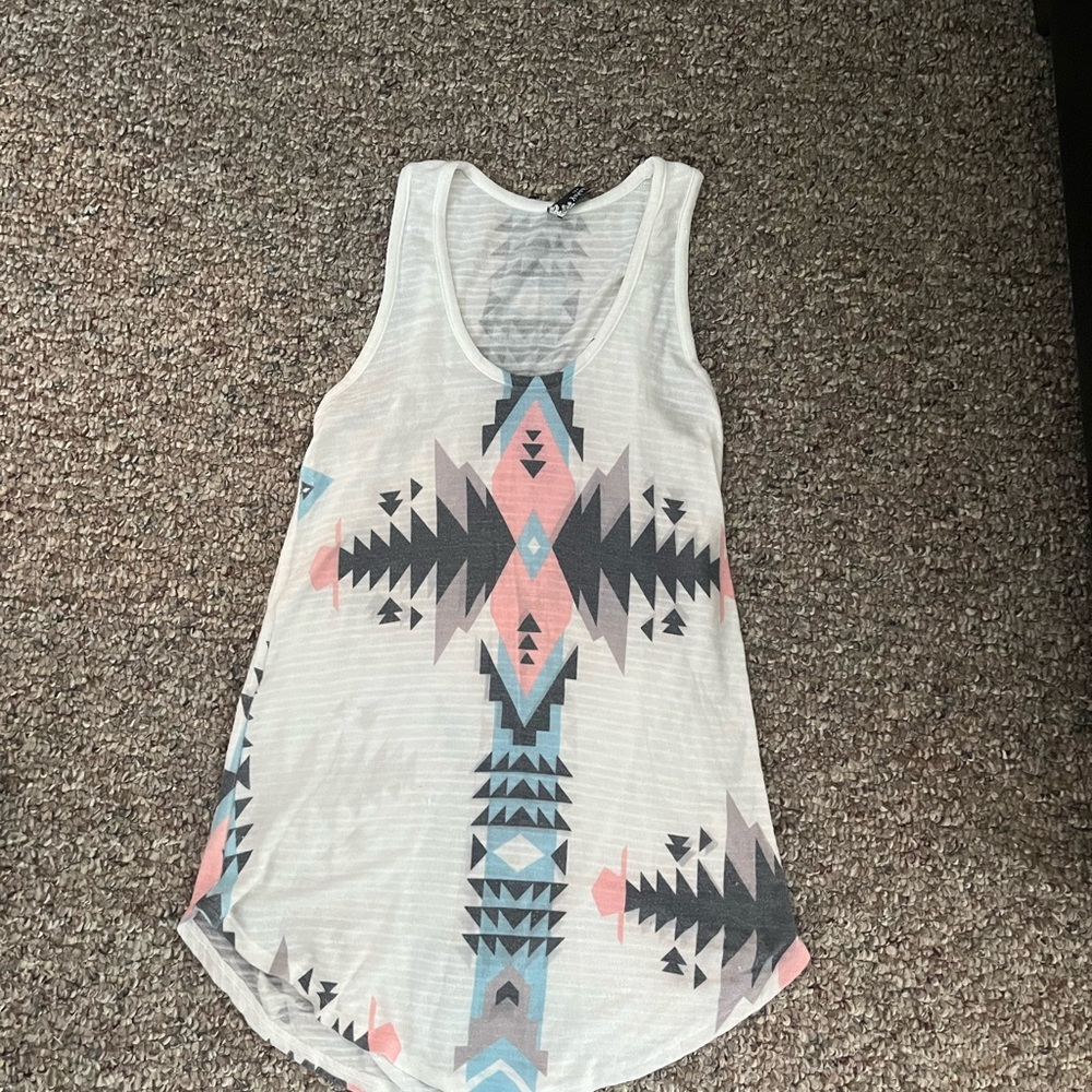 White Aztec tank top